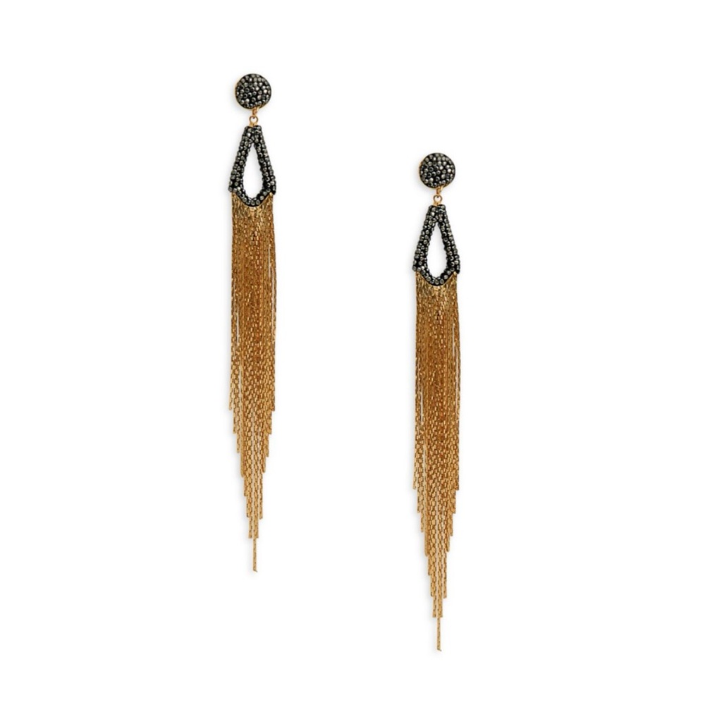 PANACEA Luxe Liquid Goldtone & Black
Crystal Tassel Earrings